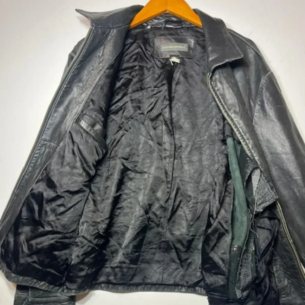 Banana Republic Vintage Leather READ Bomber Full Zip Buttery Soft‎ Jacket Sz L
